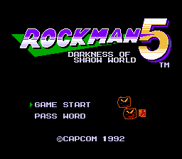 Rockman 5 - Darkness of Shaow World Title Screen